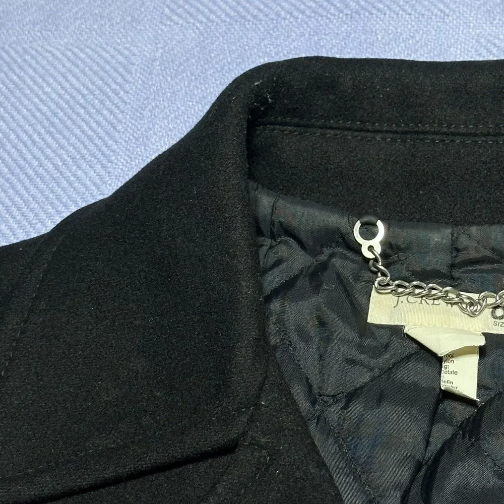 J Crew Double Breasted Wool Blend Insulated Black Coat Women's Size Medium - Picture 7 of 16